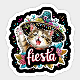 Happy mexican cat cinco de mayo fiesta Sticker